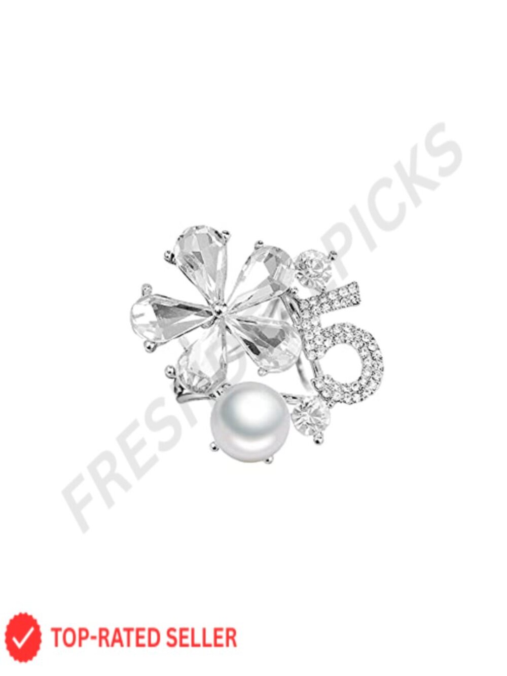 Silk Scarf Ring Clip Faux Pearl Crystal Rhinestone Brooch Pin Jewelry Gift